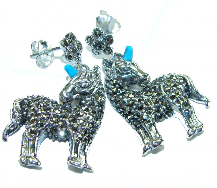My sweet Unicorns Marcasite .925 Sterling Silver handmade Earrings - video
