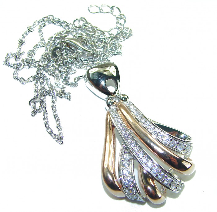 Dazzling Beauty - White Topaz 2 tones .925 Sterling Silver handcrafted necklace