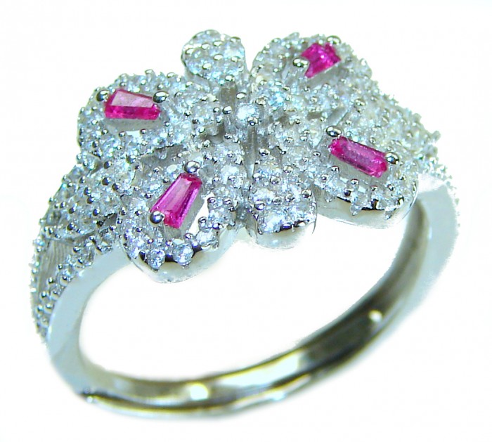 Pure Luxury 4.2 carat natural Ruby .925 Sterling Silver handmade Statement Sterling Silver ring size 6 3/4
