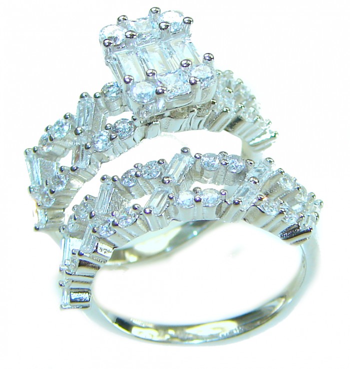 8.8 carat White Topaz .925 Sterling Silver brilliantly handcrafted stack ring s. 5