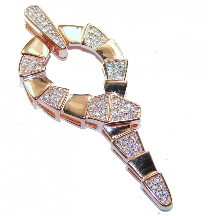 Cleopatra - The Egyptian Cobra White Sapphire 18K Rose Gold over .925 Sterling Silver Pendant