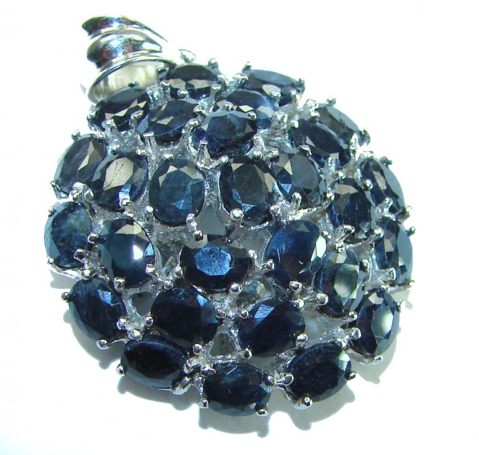 Penelope Authentic 23.5 carat faceted Sapphire .925 Sterling Silver handcrafted Statement Pendant - video