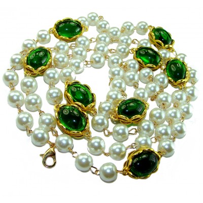 Incredible 48 inches long Freshwater Pearl 10K Gold over .925 Sterling Silver handmade Necklace