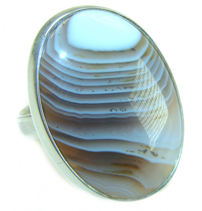 Top quality Botswana Agate .925 Sterling Silver handcrafted Ring s. 8 adjustable