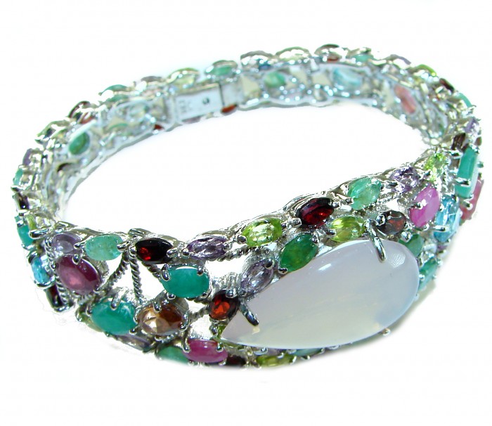 Marie Antoinette's STYLE authentic 52.5 carat Brazilian Rose Quartz .925 Sterling Silver handcrafted Statement Bracelet