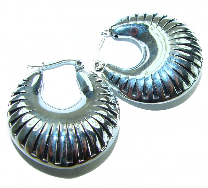 Highly Polished Fancy Modern design .925 Sterling Silver Italy made Earrings