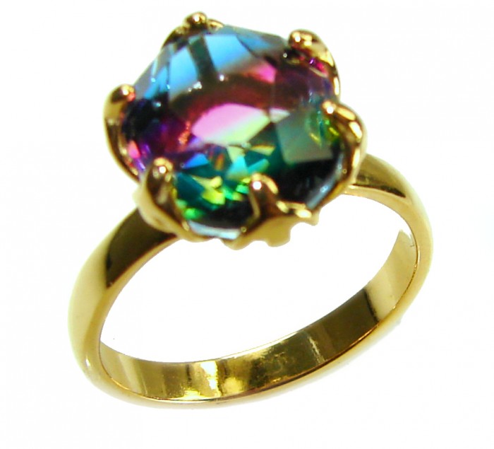 6.8 carat Brazilian Tourmaline 14K Gold over .925 Sterling Silver Perfectly handcrafted Ring s. 7