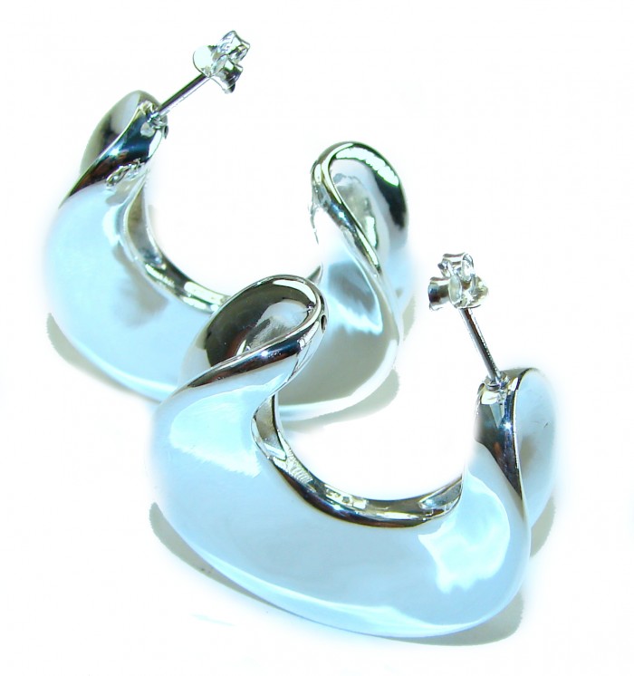LARGE - EXTRAVAGANZA - Highly Polished Fancy .925 Sterling Silver Italy made Earrings