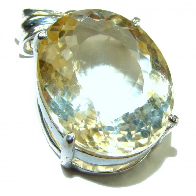 Perfection Oval cut 23.3 carat Lemon Quartz .925 Sterling Silver handcrafted pendant