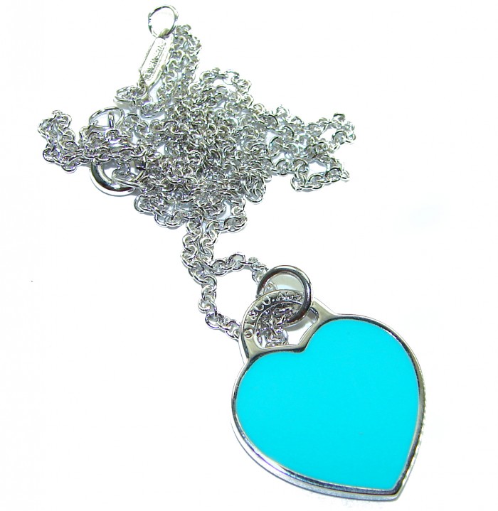 Angel's Heart inlay Turquoise .925 Sterling Silver handcrafted necklace