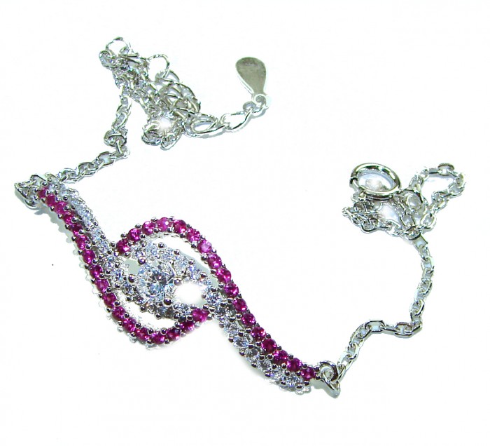 7.5 carat Ruby .925 Sterling Silver handmade Statement Bracelet