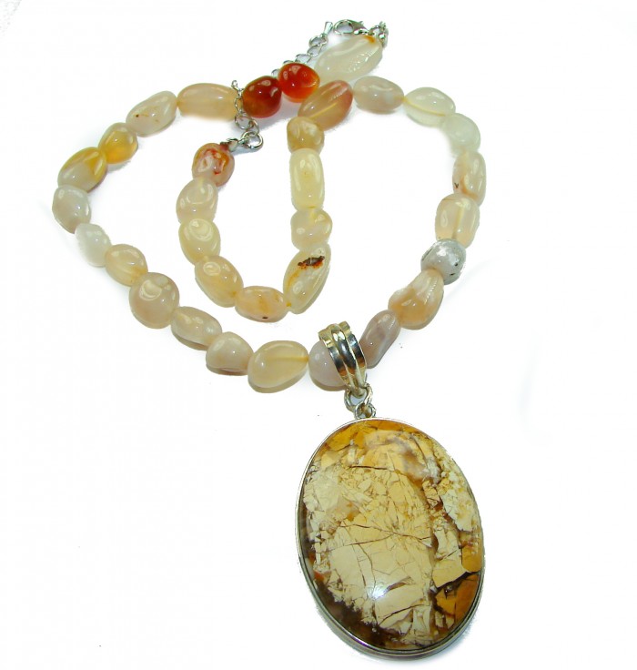 Handcrafted AAA quality Picture Jasper .925 Sterling Silver Necklace
