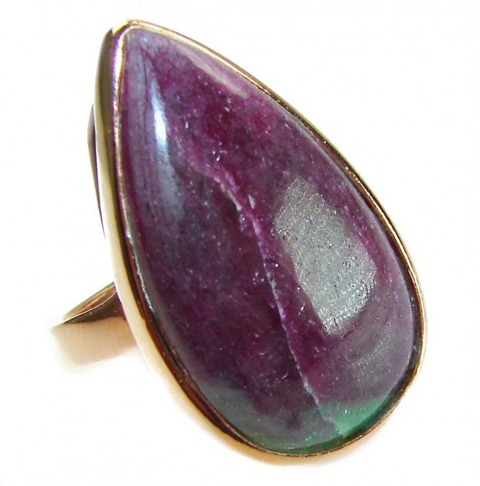 Natural Eudialyte 14K Gold over .925 Sterling Silver Large Ring s. 9 adjustable