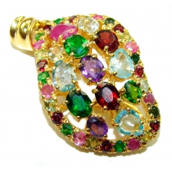 Colorful World Genuine Authentic 19.5 carat Multigem 14K Gold over .925 Sterling Silver handcrafted Pendant
