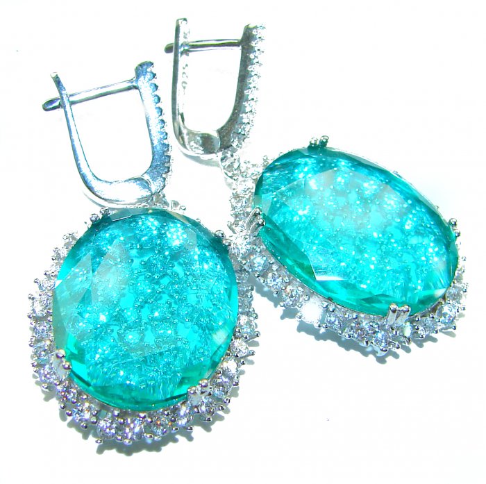 Eau Pure 19.5 carat AQUAMARINE .925 Sterling Silver Handcrafted Earrings - video