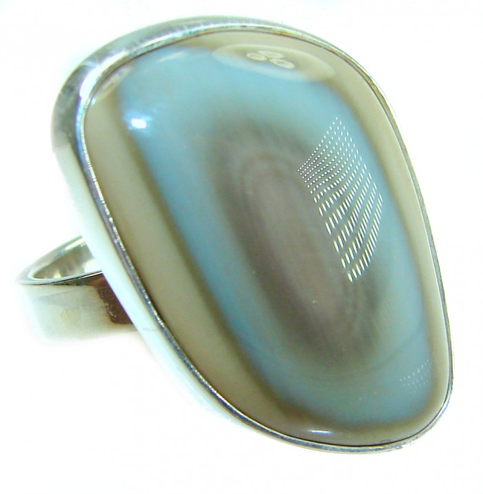 Genuine Imperial Jasper .925 Sterling Silver handcrafted ring s. 7 adjustable
