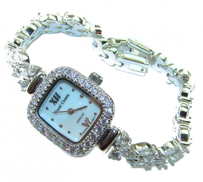 Precious 89.8 carat White Topaz .925 Sterling Silver handmade Bracelet - Watch - video