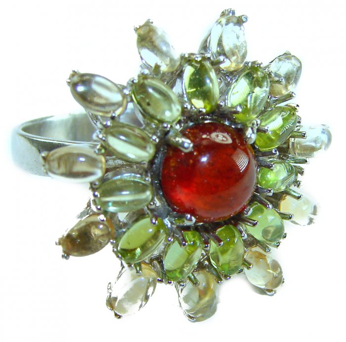 Bella Rosa Natural 18.4 carat Ruby .925 Sterling Silver handmade Large Statement Ring size 9 1/4 - video