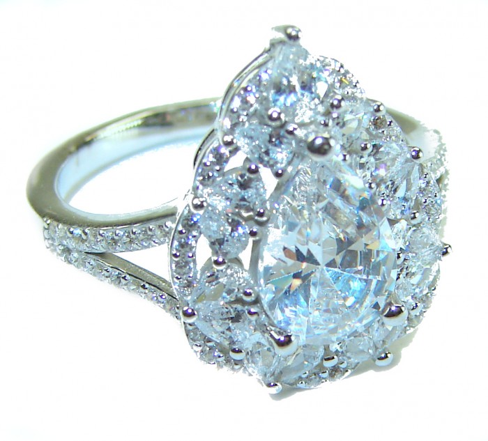 6.8 carat White Topaz .925 Sterling Silver brilliantly handcrafted stack ring s. 8 1/2