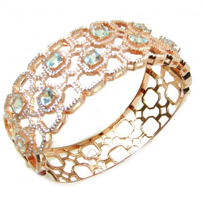 Miabella 18.5 CARAT Aquamarine 18K Gold over .925 Sterling Silver handmade bangle Bracelet