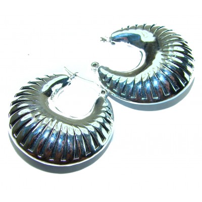 Highly Polished Fancy Modern design .925 Sterling Silver Italy made Earrings