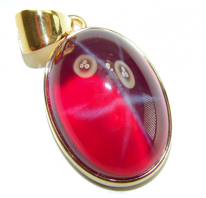 Francesca- authentic 29.5 carat Star Ruby 18K Gold over .925 Sterling Silver handcrafted Pendant - video