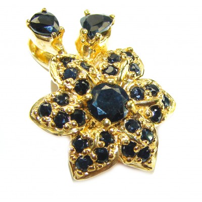 Authentic 10.5 carat faceted Sapphire 14K Gold over .925 Sterling Silver handcrafted Statement Pendant