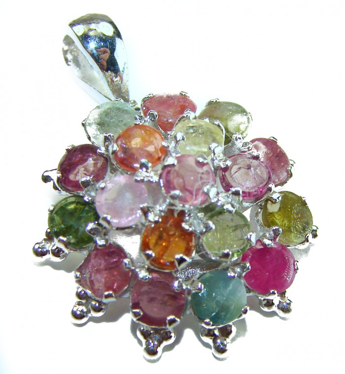 11.2 carat oval cut Brazilian Tourmaline .925 Sterling Silver Perfectly handcrafted pendant