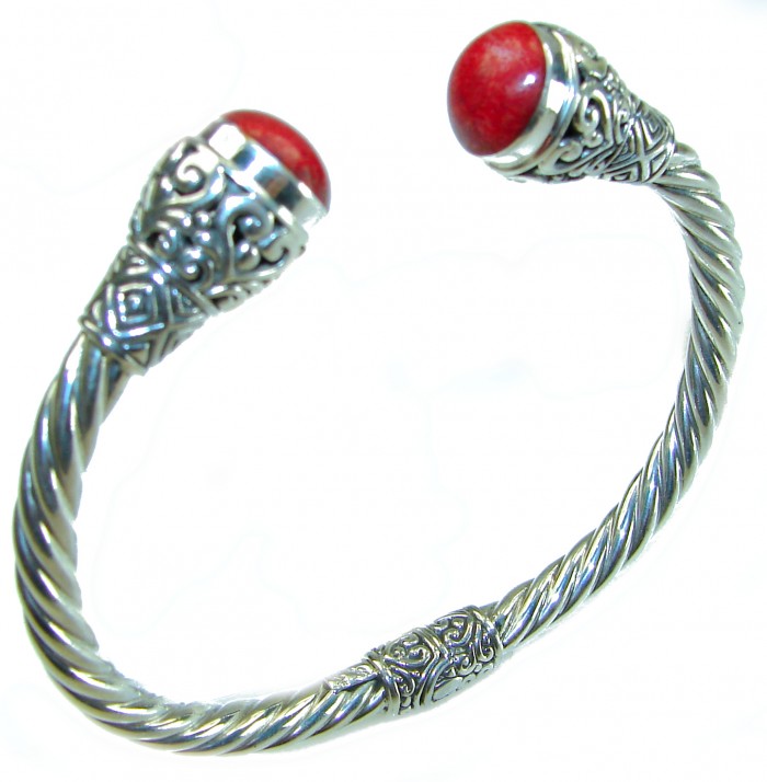 10.5 carat Fossilized Coral .925 Sterling Silver handcrafted Statement Bali made Bracelet