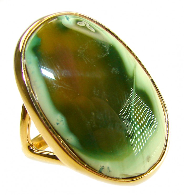 Genuine Top quality Imperial Jasper 14K Gold over .925 Sterling Silver handcrafted ring s. 8