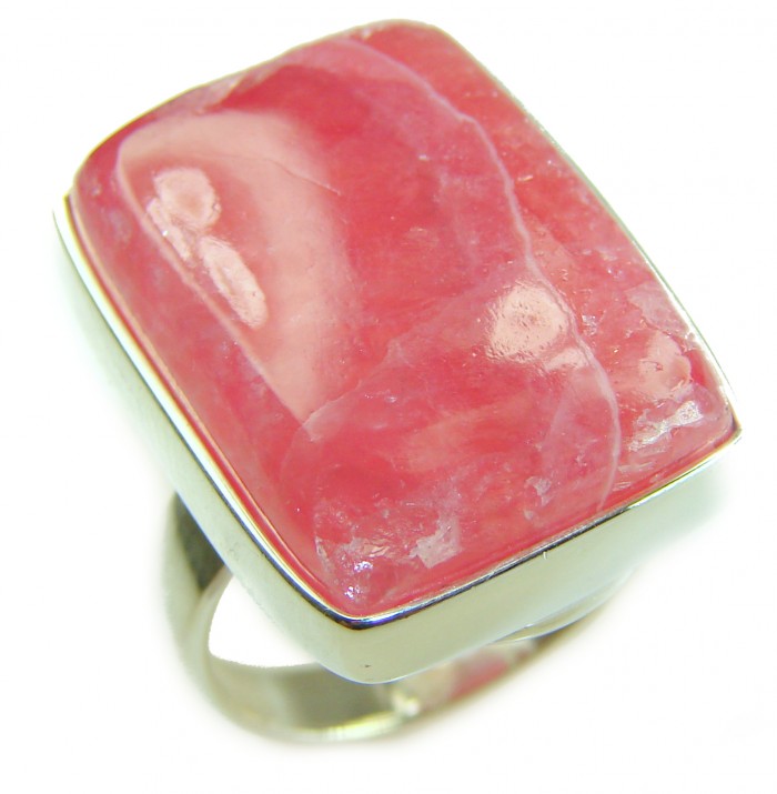 Strawberry Fields - 21.8 CARAT Argentinian Rhodochrosite .925 Sterling Silver handmade ring size 7