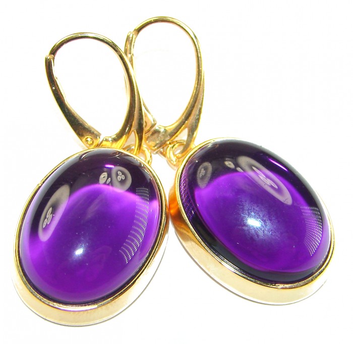 Lavender Beauty authentic 10.2 carat Amethyst 14K Gold over .925 Sterling Silver handcrafted earrings