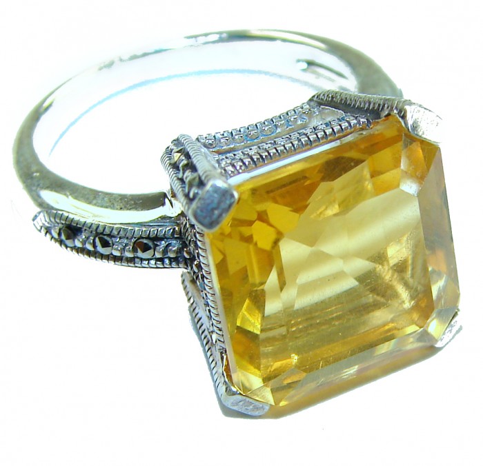Splendid 9.5 carat Citrine .925 Sterling Silver Handcrafted Statement ring size 8 1/4