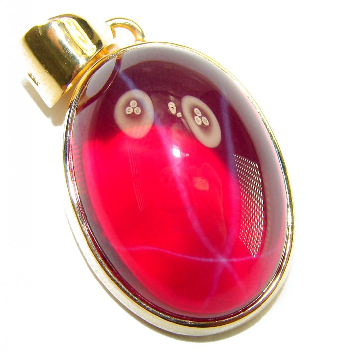 Francesca - authentic 49.5 carat Star Ruby 18K Gold over .925 Sterling Silver handcrafted Pendant - video