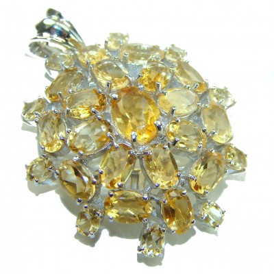 Authentic fancy cut 24.5 carat Citrine .925 Sterling Silver handcrafted Statement Pendant