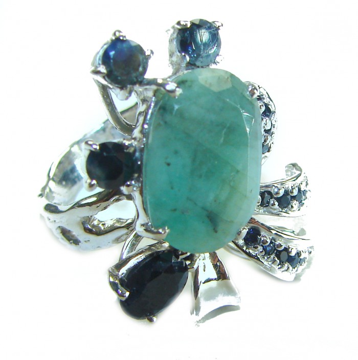 Julietta - Perfect quality authentic 9.8 Grandidierite Sapphire .925 Sterling Silver handmade Ring s. 8