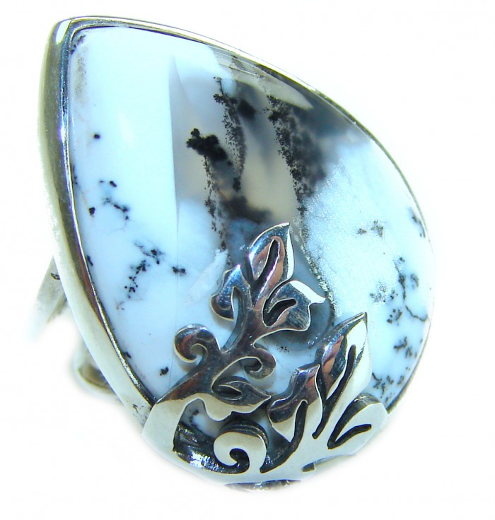 Top Quality Dendritic Agate .925 Sterling Silver handcrafted Ring s. 7 adjustable