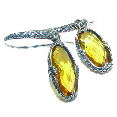 Bali Sun 8.9 CARAT authentic Citrine .925 Sterling Silver handmade Earrings