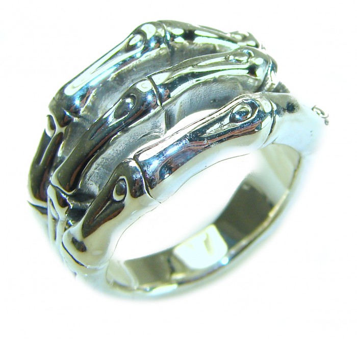 Bamboo Textured Italy Made Silver Sterling Silver ring s. 8