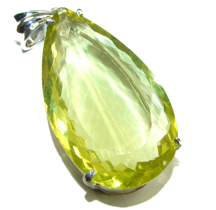 Goddess of Light - 58.5 carat Large Lemon Topaz .925 Sterling Silver handmade Pendant