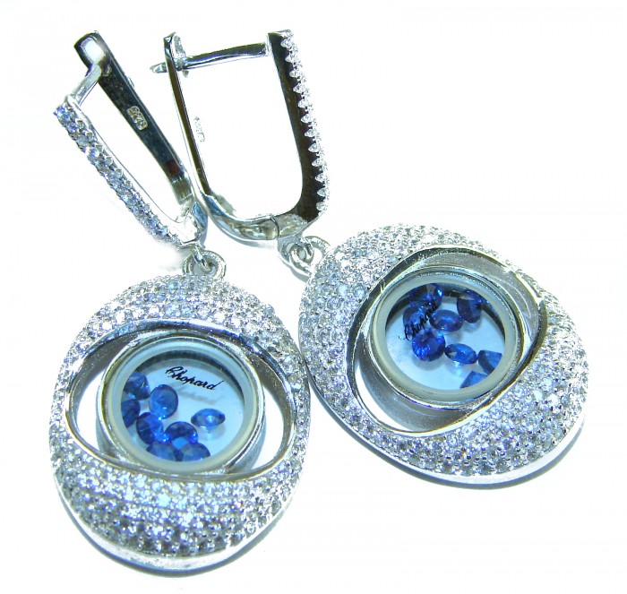 Floating Memories 8.5 carat Sapphire .925 Sterling Silver Handcrafted Statement earrings