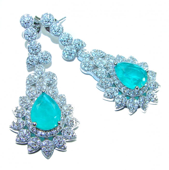 Royalty 8.2 carat Emerald .925 Sterling Silver Statement earrings
