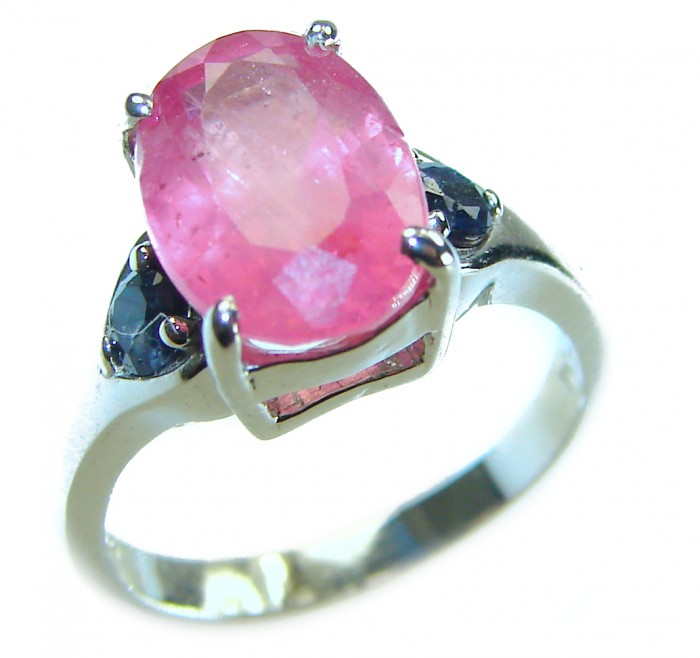 Crimson Fire 4.8 carat Authentic Ruby .925 Sterling Silver Handcrafted Ring size 5