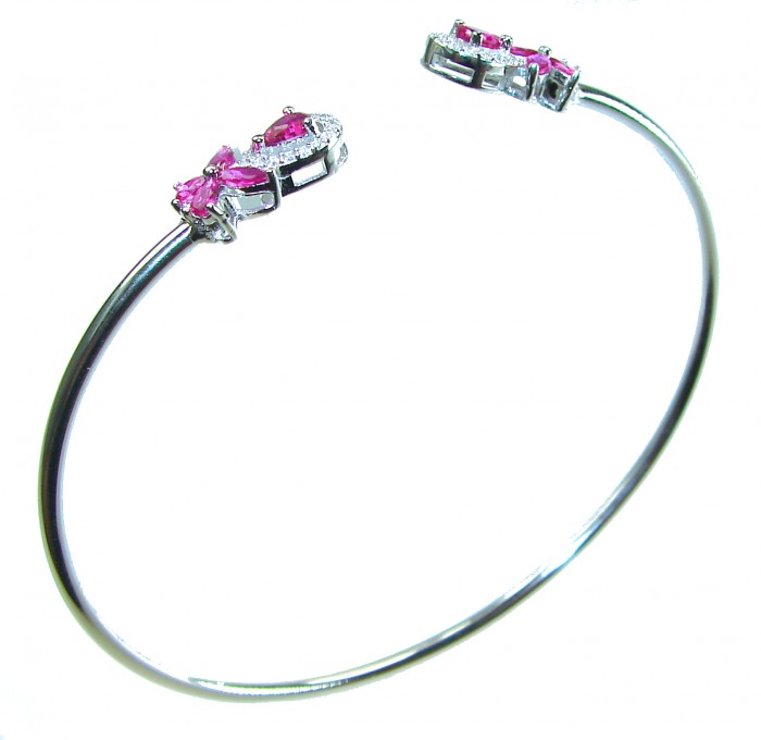Spectacular 5.5 carat authentic Ruby .925 Sterling Silver handmade bangle Bracelet
