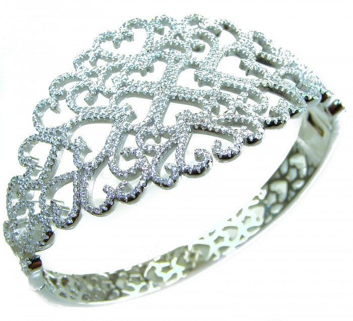 A Million Stars 28.8 carat White Sapphire .925 Sterling Silver Statement Bracelet / Cuff