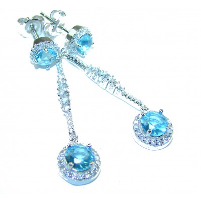 Eau Pure 4.5 carat Swiss Blue Topaz .925 Sterling Silver Handcrafted Earrings