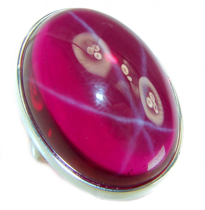 Bellezza Genuine 36.5 CARAT Star Ruby .925 Sterling Silver Large Statement Ring size 8 - video