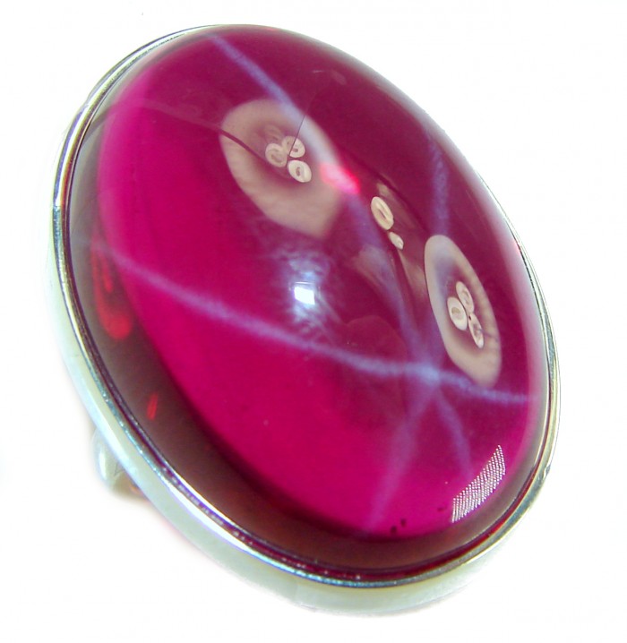 Bellezza Genuine 36.5 CARAT Star Ruby .925 Sterling Silver Large Statement Ring size 8