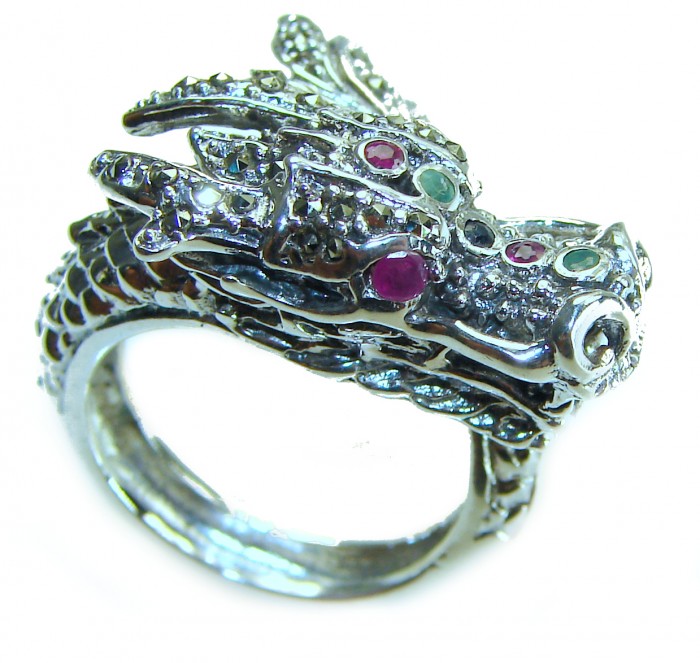 Reclaim your Power 12.5 grams Authentic Marcasite .925 Sterling Silver Handcrafted Large Ring size 8