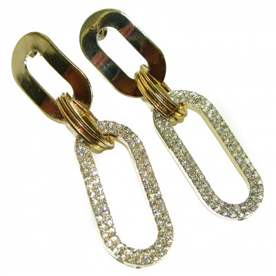Authentic fancy White Topaz 10K Gold over .925 Sterling Silver handcrafted earrings